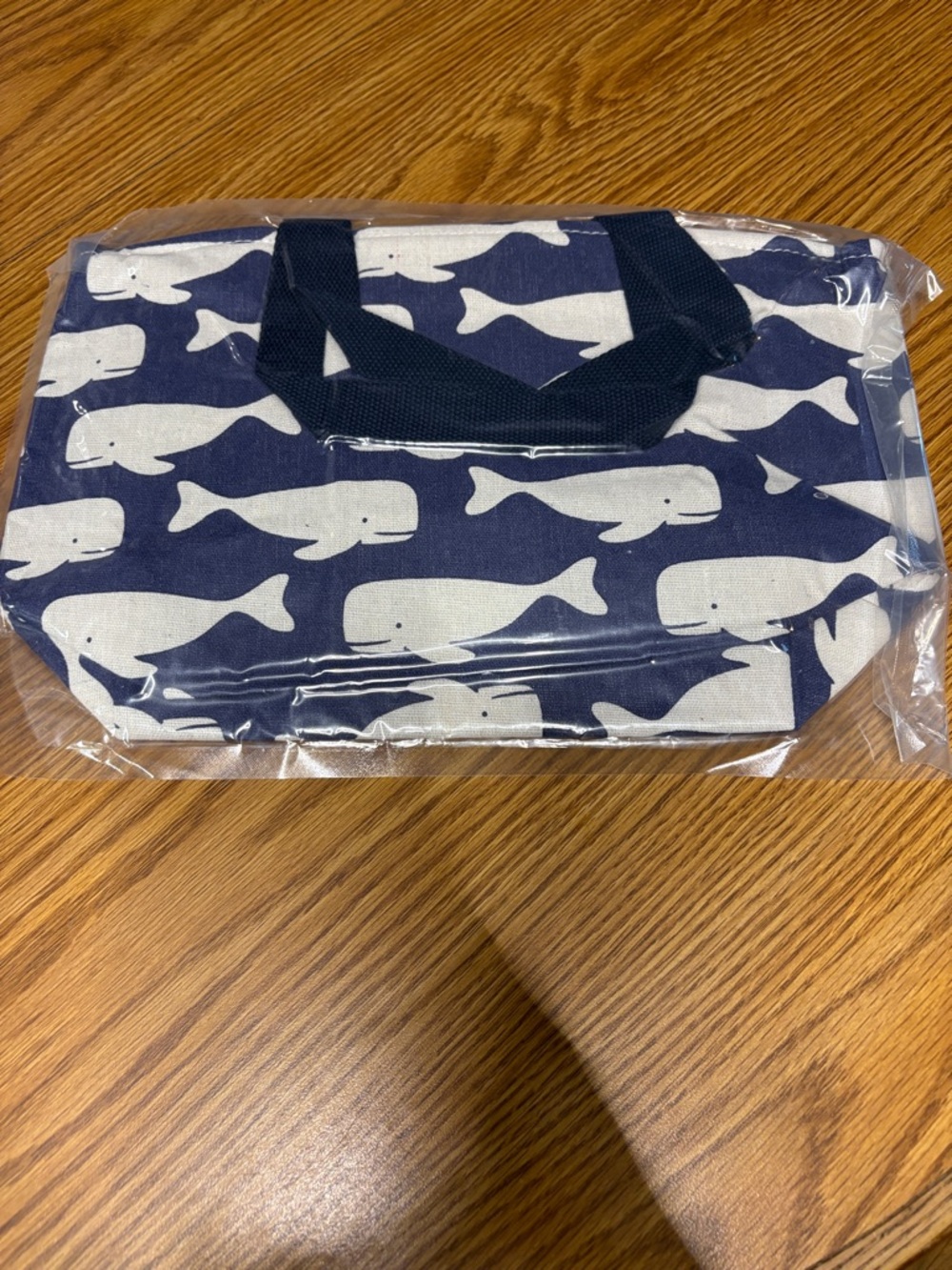 Navy Whale Print Canvas Lunch Tote